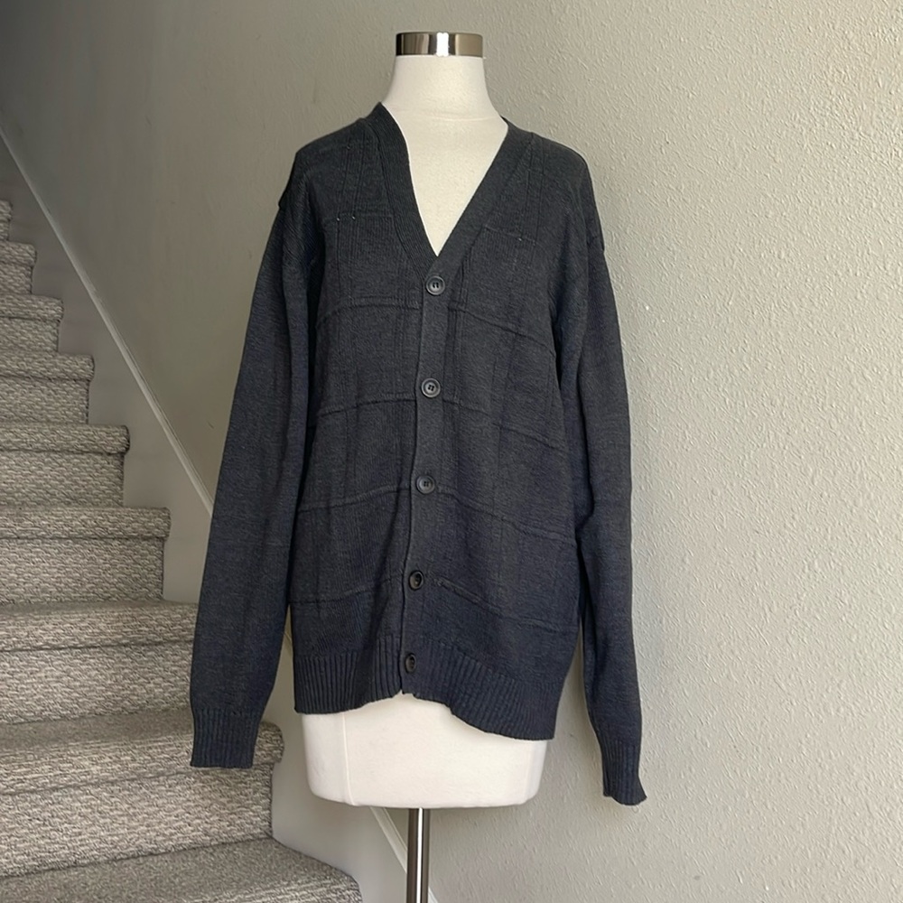 Oscar de la Renta Sz M Men’s Gray 5 Button V-Neck Cardigan